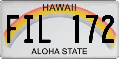 HI license plate FIL172