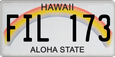 HI license plate FIL173