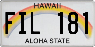 HI license plate FIL181