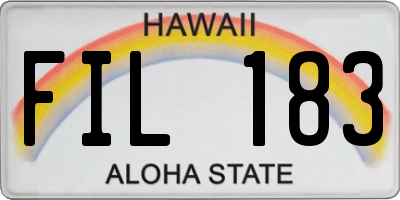 HI license plate FIL183
