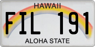 HI license plate FIL191