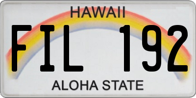 HI license plate FIL192