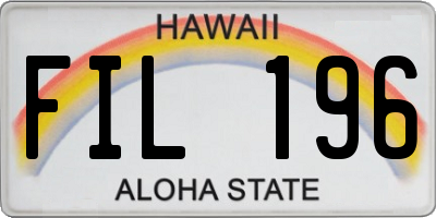 HI license plate FIL196