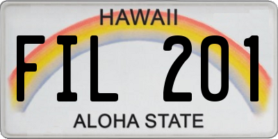 HI license plate FIL201