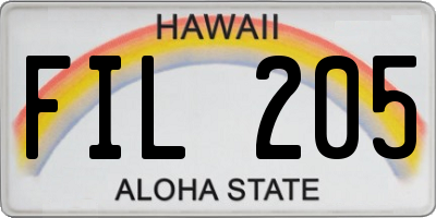 HI license plate FIL205