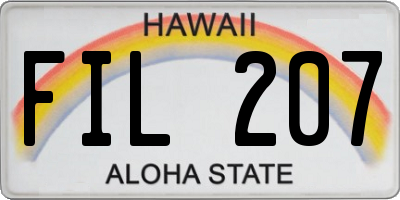 HI license plate FIL207