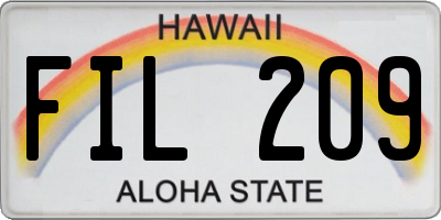 HI license plate FIL209