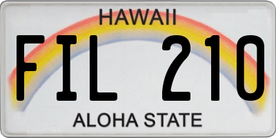 HI license plate FIL210