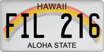 HI license plate FIL216