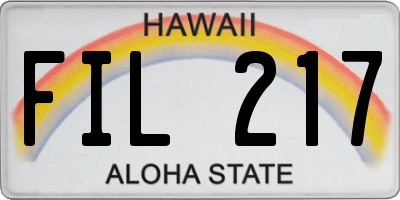 HI license plate FIL217