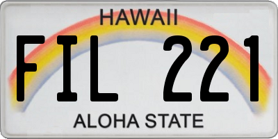 HI license plate FIL221