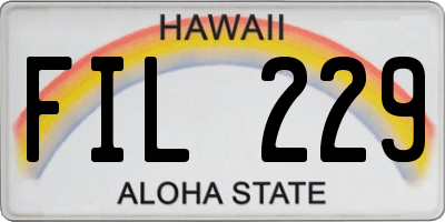 HI license plate FIL229