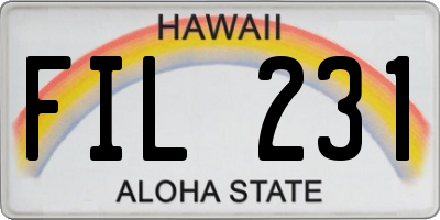 HI license plate FIL231