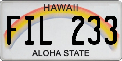 HI license plate FIL233