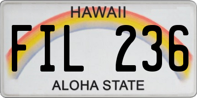 HI license plate FIL236
