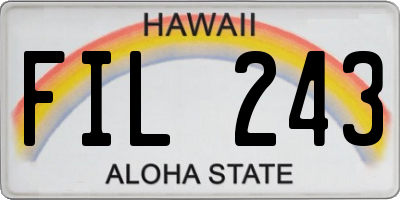 HI license plate FIL243