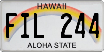 HI license plate FIL244