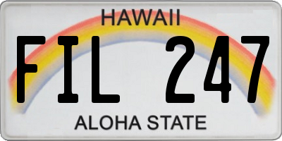 HI license plate FIL247