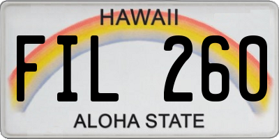 HI license plate FIL260