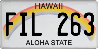 HI license plate FIL263