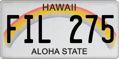 HI license plate FIL275