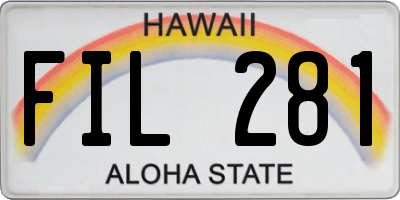 HI license plate FIL281