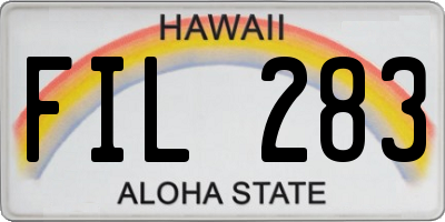 HI license plate FIL283