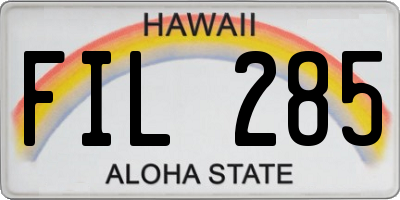 HI license plate FIL285