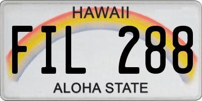 HI license plate FIL288