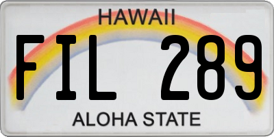 HI license plate FIL289