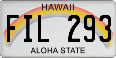 HI license plate FIL293
