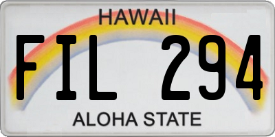 HI license plate FIL294