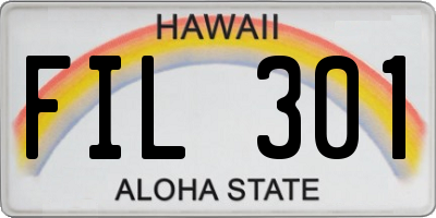 HI license plate FIL301