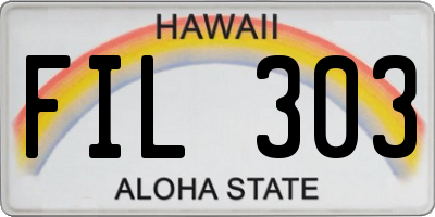 HI license plate FIL303