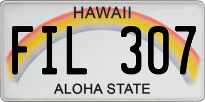HI license plate FIL307