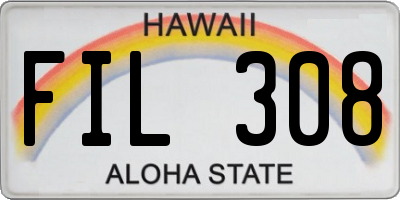 HI license plate FIL308