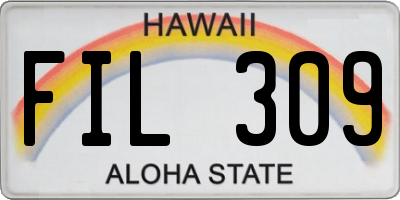 HI license plate FIL309