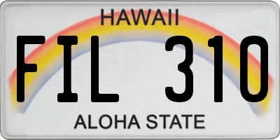 HI license plate FIL310