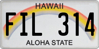 HI license plate FIL314