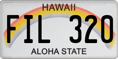 HI license plate FIL320