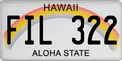 HI license plate FIL322