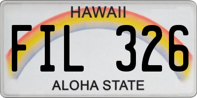 HI license plate FIL326