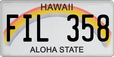 HI license plate FIL358