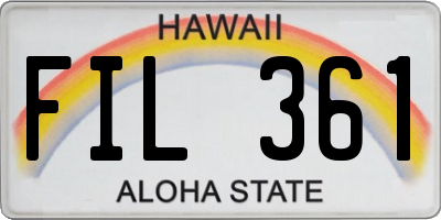 HI license plate FIL361