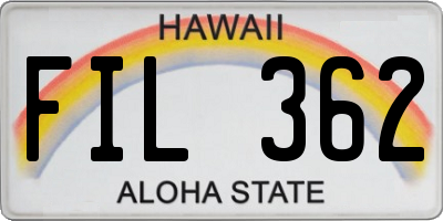 HI license plate FIL362