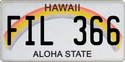 HI license plate FIL366