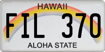 HI license plate FIL370