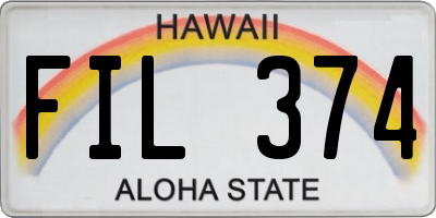 HI license plate FIL374