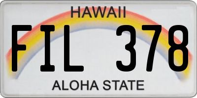 HI license plate FIL378