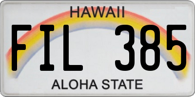 HI license plate FIL385
